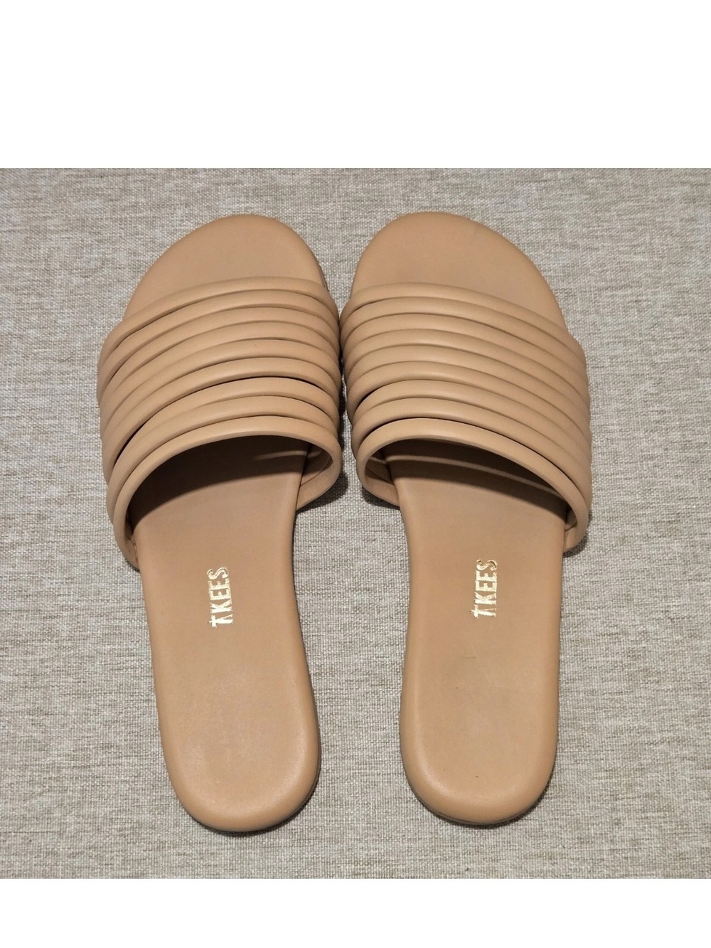 TKEES Women's Tan Slide Sandals - Ribbed Strap